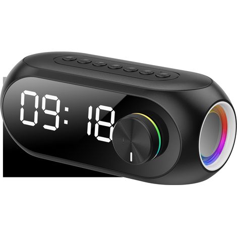 Radio-réveil double avec haut-parleur Bluetooth, veilleuse couleur, variateur, fonction snooze et radio FM. (1/5)