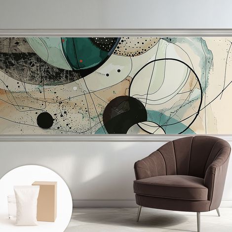 Carta Da Parati Non Tessuto - Con Colla Gratuita - Con Motivi Moderni - Design Elegante Per Pareti cerchi colorati 250x104 cm (1/5)