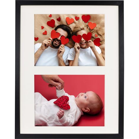 Cornice 28x35 cm per 2 foto da appendere a una parete 15x21 cm nera con passepartout BD art