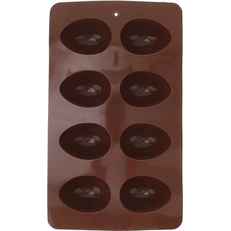 Moule à glaçons en silicone pour œufs de Pâques (8 cavités), chocolat, bonbons, cupcakes, gelée, etc. (Café)-27.00X16.00X2.00CM-Coffee