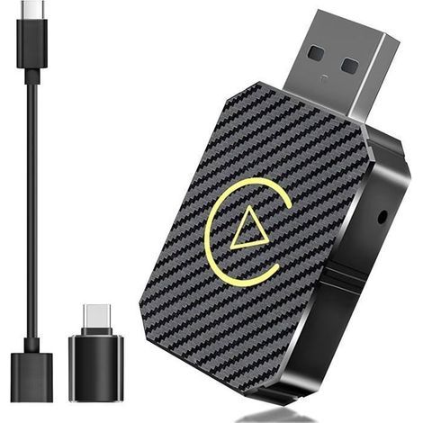 Kabelloser CarPlay-Adapter für iOS- und Android-Smartphones, mit USB- und USB-C/Type-C-Verlängerungskabel, kompatibel mit Fahrzeugen ab Baujahr 2016 und iOS 10+ (1/5)