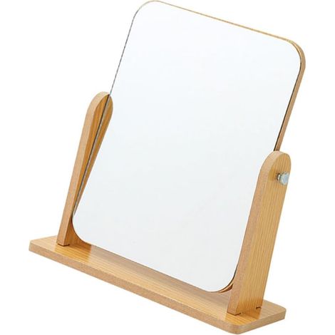 Miroir De Maquillage sur Pied Bois Naturel Rotatif Et Réglable pour Table Miroir De Coiffeuse Écologique Et Usage pour Chambre Et Salon (1/5)