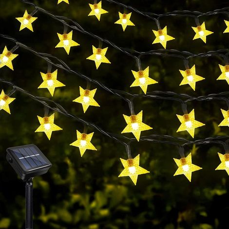 Guirlande Lumineuse Exterieur Solaire, Étoile Guirlande Lumineuse Solaire 12M 8 Modes 100 LEDs Étanche Solaire pour Mariage Jardin Fête de Noël Décorations de Vacances (1/5)