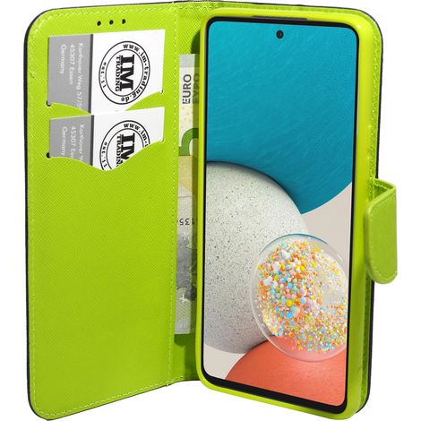 Buch Tasche "Fancy" kompatibel mit SAMSUNG GALAXY A53 5G Handy Hülle Etui Brieftasche Schutzhülle mit Standfunktion, Kartenfach Blau-Grün (1/5)