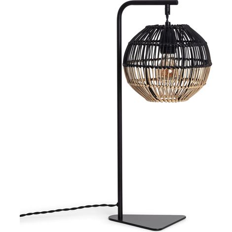 Tischlampe aus Rattan und Metall Kithnos Schwarz (1/5)