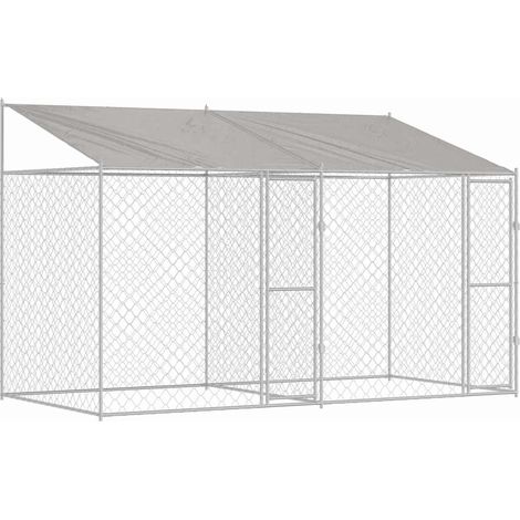 Cage pour chien Argent 400 x 200 x 256 cm Acier galvanisé CFW71655 (1/5)