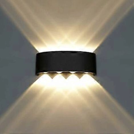 Applique murale LED intérieure moderne en aluminium 8W, noire, pour chambre, hall, salon (blanc chaud)