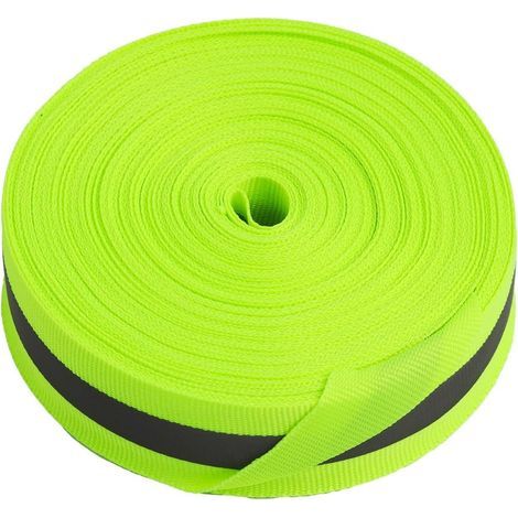 Reflecterende tape, hoge zichtbaarheid, veiligheidsband voor kleding en accessoires, industrieel nylon, wasbaar, voor fietsers, motorrijders, fluorescerend groen,45.72 m, (1/5)