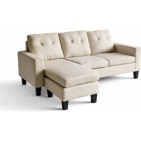 Divano angolare a 3 posti in tessuto beige BELFAST