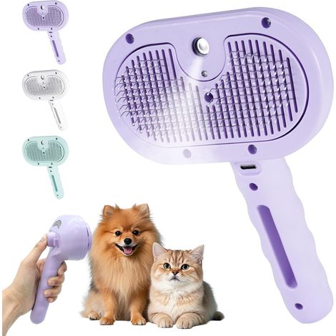 Brosse Autonettoyante pour Poils pour Chien/Chat/Animaux de Compagnie,Peigne Multifonctionnel à Vapeur,Pour Eliminer des Tomentose Sous-poil Tangles,Massage Soin (Violet) (1/5)