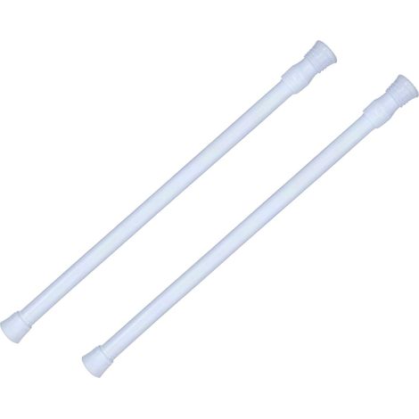2 Pièces Barre Extensible Sans Perçage 30-50 cm Barre Rideau Extensible, Tringle Extensible Entre 2 Murs avec Ressort pour Fenêtres, Armoires, Placards à Chaussures, Penderies, étagères (Blanc) (1/5)