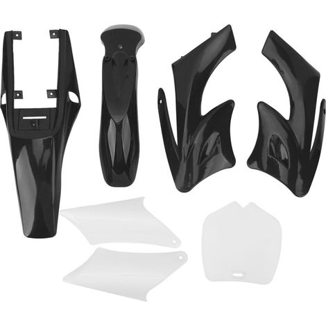Kit di carene in plastica antiurto da 7 pezzi per moto, parafanghi di ricambio per Apollo Orion Dirt Bike, moto cinesi a 2 tempi da 47cc e 49cc, colore nero. (1/4)