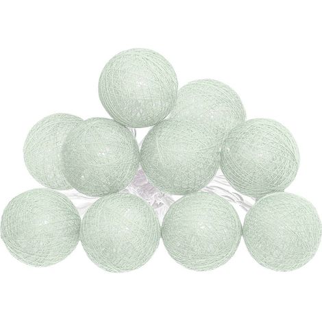 Guirlande décorative à piles 10 LED Boules en Coton Vert D 6 x L 165 cm - Atmosphera