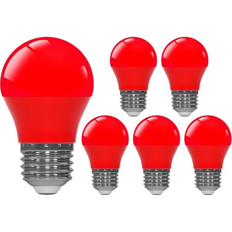 Bombilla LED de color E27, 5W=40W, roja, 450 lúmenes, paquete de 6 (1/5)