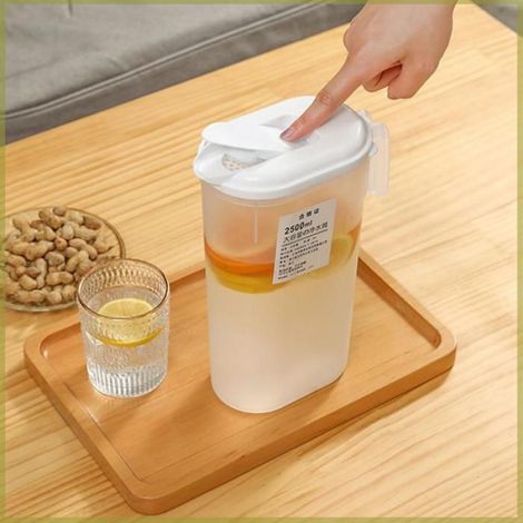 1x Pichet à eau, Plastique, Couvercle hermétique, Grande capacité, Pour réfrigérateur et pique-nique (1/4)