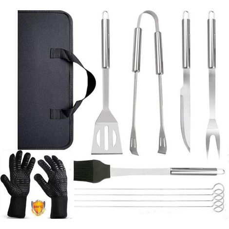 9-teiliges Grillbesteckset mit hitzebeständigen Handschuhen bis 800°C (1/5)
