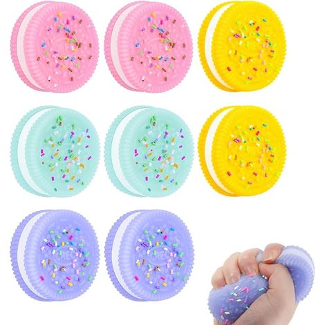 Lot De 8 Jouets Anti-Stress, Squishy À Écraser, Ultra Doux Décompression Anti-Stress En 2 Jaune + 2 Bleu + 2 Rose + 2 Violet, 3.8Cm Longueur 1Cm Hauteur (1/5)