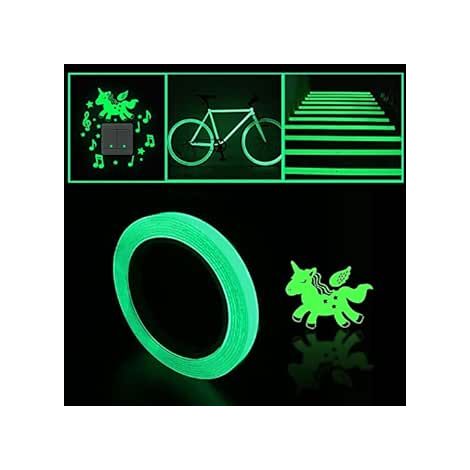 Ruban luminescent 2 pièces, ruban fluorescent adhésif, ruban de marquage, 10mm x 5m, étanche, amovible, sécurité, avertissement. (1/5)