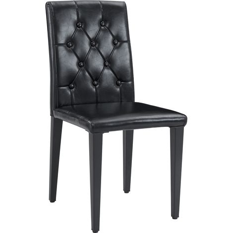 Set de 4 sillas de comedor negras en PU con patas de metal mate HOMVRA (1/5)