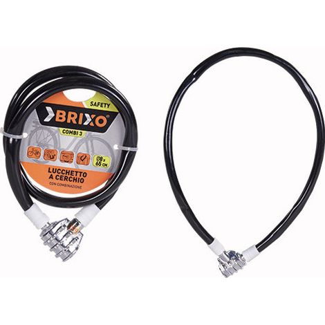 Candado de rueda de bicicleta Combi 3 8 × 650 mm acero + espiral de PVC - Brixo