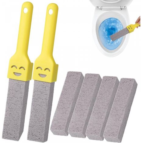 Brosse WC à deux poignées - Brosse de nettoyage remplaçable pour piscine et toilettes - 6 pièces pour éliminer le calcaire - Produits et accessoires de nettoyage (1/5)