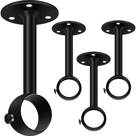 Confezione da 4 supporti per aste per tende da soffitto, supporto per aste per tende in metallo resistente da 25 mm, per asta dell'armadio, guardaroba, supporto per tende da soffitto in acciaio inossi (1/5)