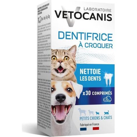 Dentifrice croquer - VETOCANIS - x30 Comprimés pour Chat et Petit Chien (1/5)