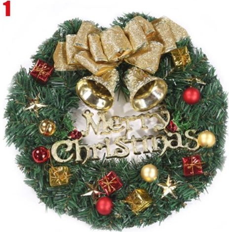 Couronne de noël, Décoration de Noel avec Clochettes Exterieur pour Magasins, Bureaux, Sapin de Noel, Diamètre 30cm - Style 1 (1/4)