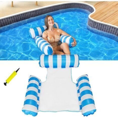 3-in-1 aufblasbare Poolmatratze: Extra große Hängematte, faltbarer und tragbarer Liegestuhl für Erwachsene, Maße 90 x 96 cm, ideal für Strand- und Poolurlaub, inklusive Pumpe (ca. 2,5 l). (1/5)