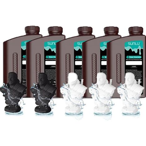 Resina para impresora 3D, lavable con agua, curado rápido, 2BK 3WT