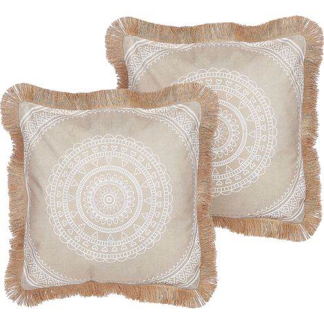 Dekokissen 2er Set AGRIMONY 45 x 45 cm Beige Orientalisches Muster
