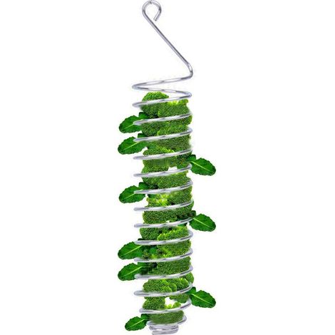 Comedero para pájaros para frutas y verduras: recipiente y soporte de acero inoxidable para periquitos y otros animales pequeños, 26 x 4,3 cm. (1/5)