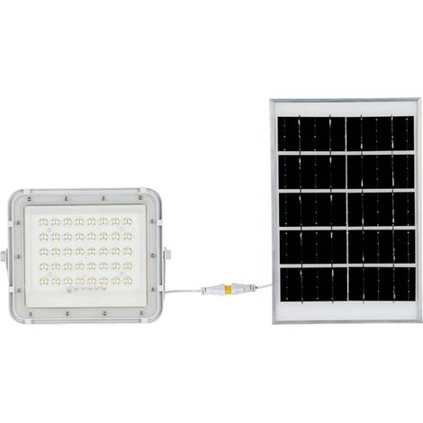 V-TAC VT-40W 6W white led spotlight with solar panel and remote control LED Floodlight with replaceable battery 4000K 3m Cable - 7840