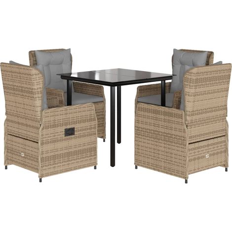 Maison Exclusive - Set comedor de jardín 5 pzas con cojines ratán (1/5)