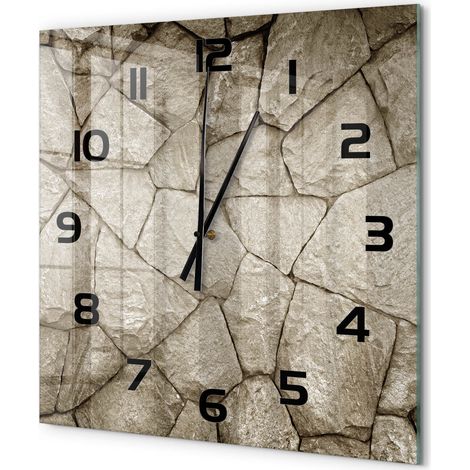 Grande Horloge Murale Carrée Objet Décoratif en Verre Silencieuse pour Salon Mur de pierre 60x60 cm