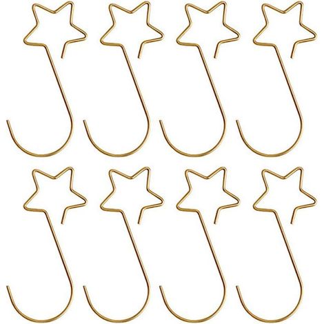 BEBUSINGOTO (Étoile dorée), 100 pièces, pince à boule de Noël, cintre pour arbre de Noël, crochets pour boule de Noël en forme de S, cintre pour boule, crochets (1/5)