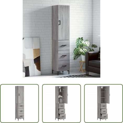 Holzwerkstoff - Highboard Grau Sonoma 34,5x34x180 cm Holzwerkstoff (1/5)