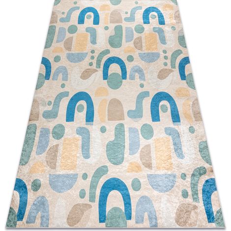 Tapis lavable BAMBINO 61460 Géométrique pour les enfants antidérapant - beige / bleu beige 120x170 cm (1/5)
