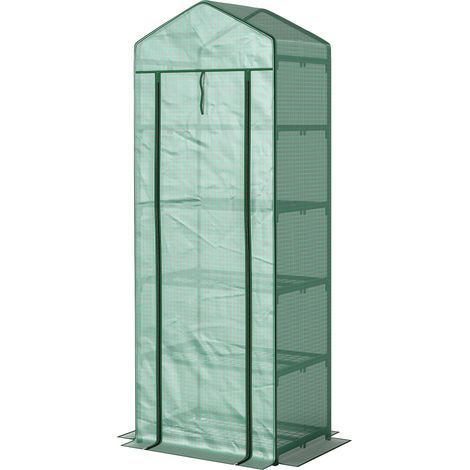 Outsunny Serra da Giardino a 5 Livelli in Acciaio e PE 69x49x193 cm Verde