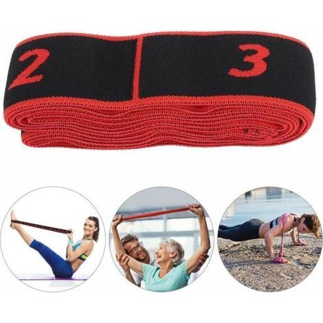 Fascia elastica per fitness, cintura di resistenza, imbracatura per yoga, accessorio per esercizi di allenamento (rosso) - GUA (1/4)
