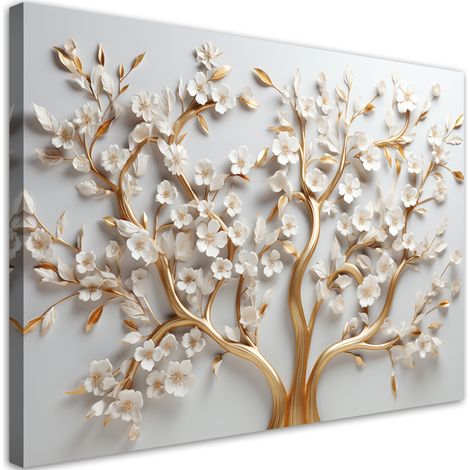 Tableau sur toile Fleur de magnolia glamour or 3D 100x70 (1/5)