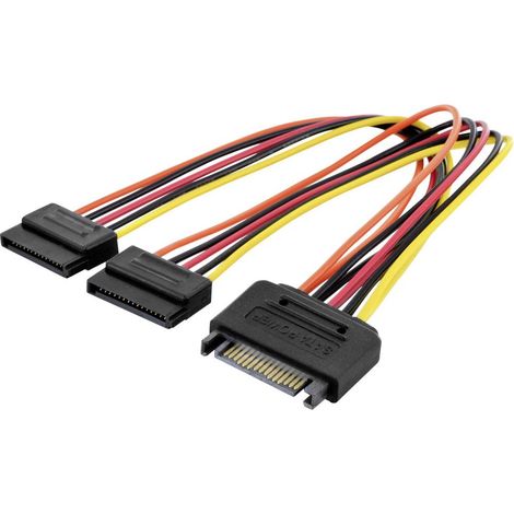 Cordon Digitus ordinateur, alimentation [2x Alimentation SATA femelle 15 pôles - 1x Alimentation SATA mâle 15 pôles] 0.15 m multicolore S382511 (1/4)