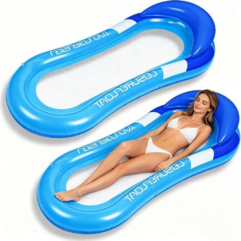 Matelas Gonflable Piscine avec Filet 160x90cm Hamac de Piscine Gonflable Adulte Chaise Gonflable Piscine Bouee