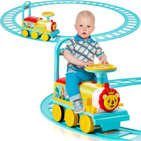 Trenino elettrico per bambini da 6 V con 16 pezzi di binari per bambini dai 3 anni Blu