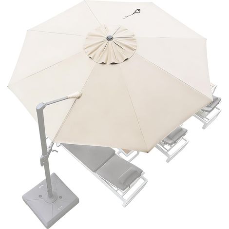 Toile Parasol 8 Baleines Déporté Garden Parasol Cover Auvent De Remplacement Umbrella Canopy De Terrasse, Protection UV Housse De Rechange(Beige,3m)