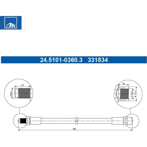 Flexible de frein ATE 24.5101-0360.3 BMW 001 428 88 35 123 428 02 35