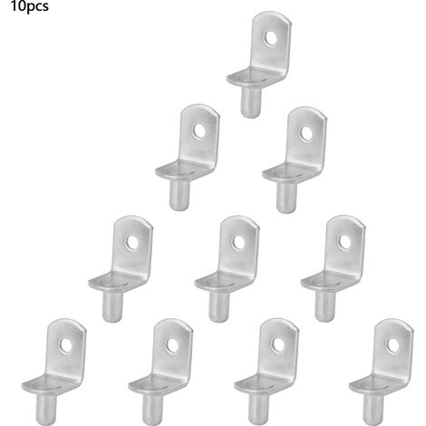 10 supports d'étagère en métal noir, crochets muraux pour meuble, pinces de fixation robustes, lot de 10 pièces. (1/5)