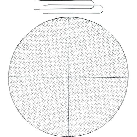 Grille de barbecue ronde en maille 60 cm – Fer galvanisé – Poignées séparées pour manipulation facile – Pour braseros japonais – Fancy Flames (1/3)