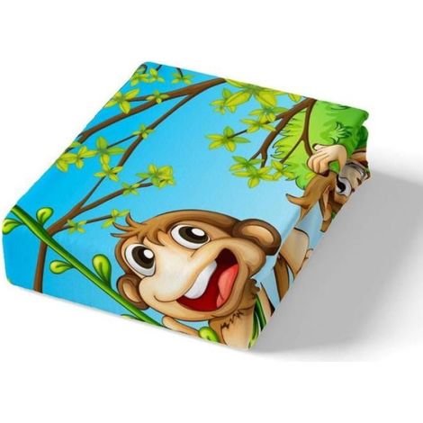 Housse De Couette - Ensemble De Literie Enfants - Motif Singe - 90x190 cm - Microfibre - 1 Pièce (1/3)