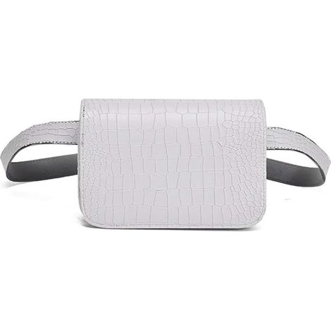Petit sac carré motif crocodile (gris)